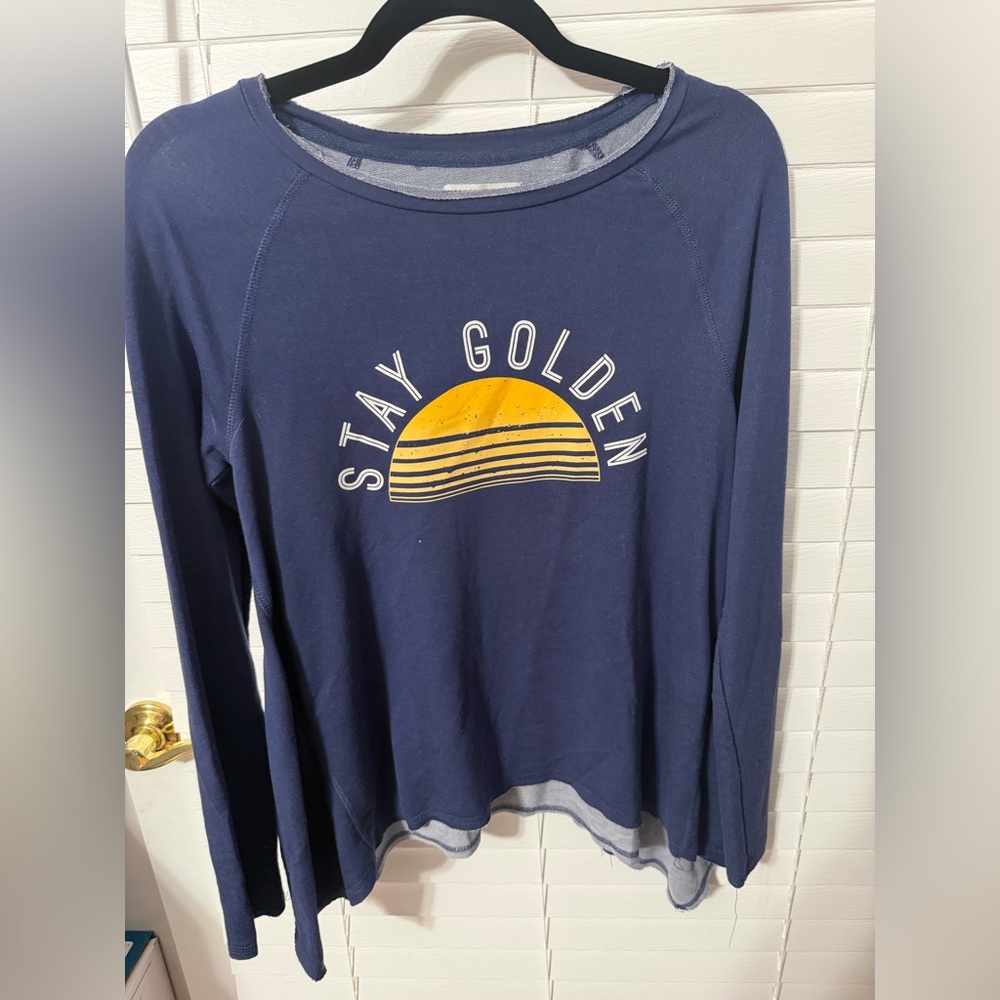 Grayson Threads Navy and Gold Graphic Long Sleeve Top